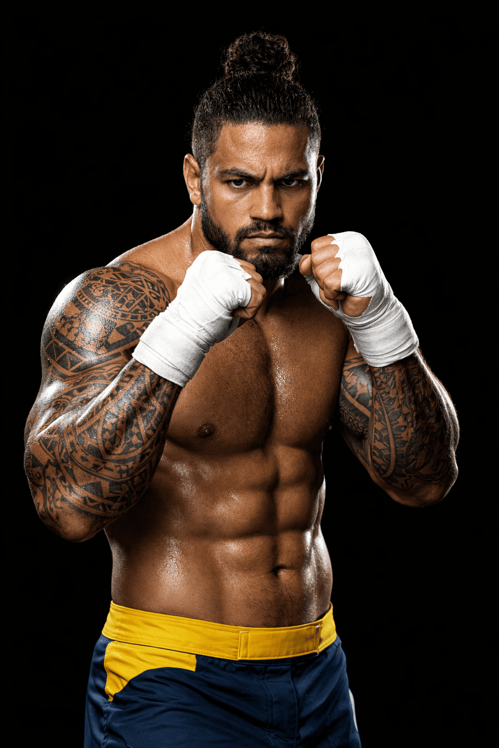 Fighter ready for sparring